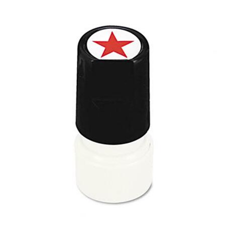 UNIVERSAL BATTERY Universal One-Color Round Message Stamp Star Pre-Inked/Re-Inkable Red 10081